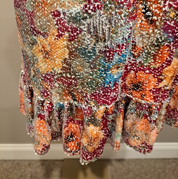 Aqua Purple and Orange Ruffled Tiered Fun & Flirty Mini Dress - Picture 3 of 7